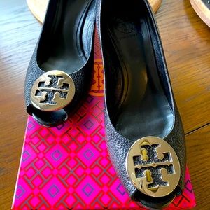 Tory Burch Peep Toe Wedges